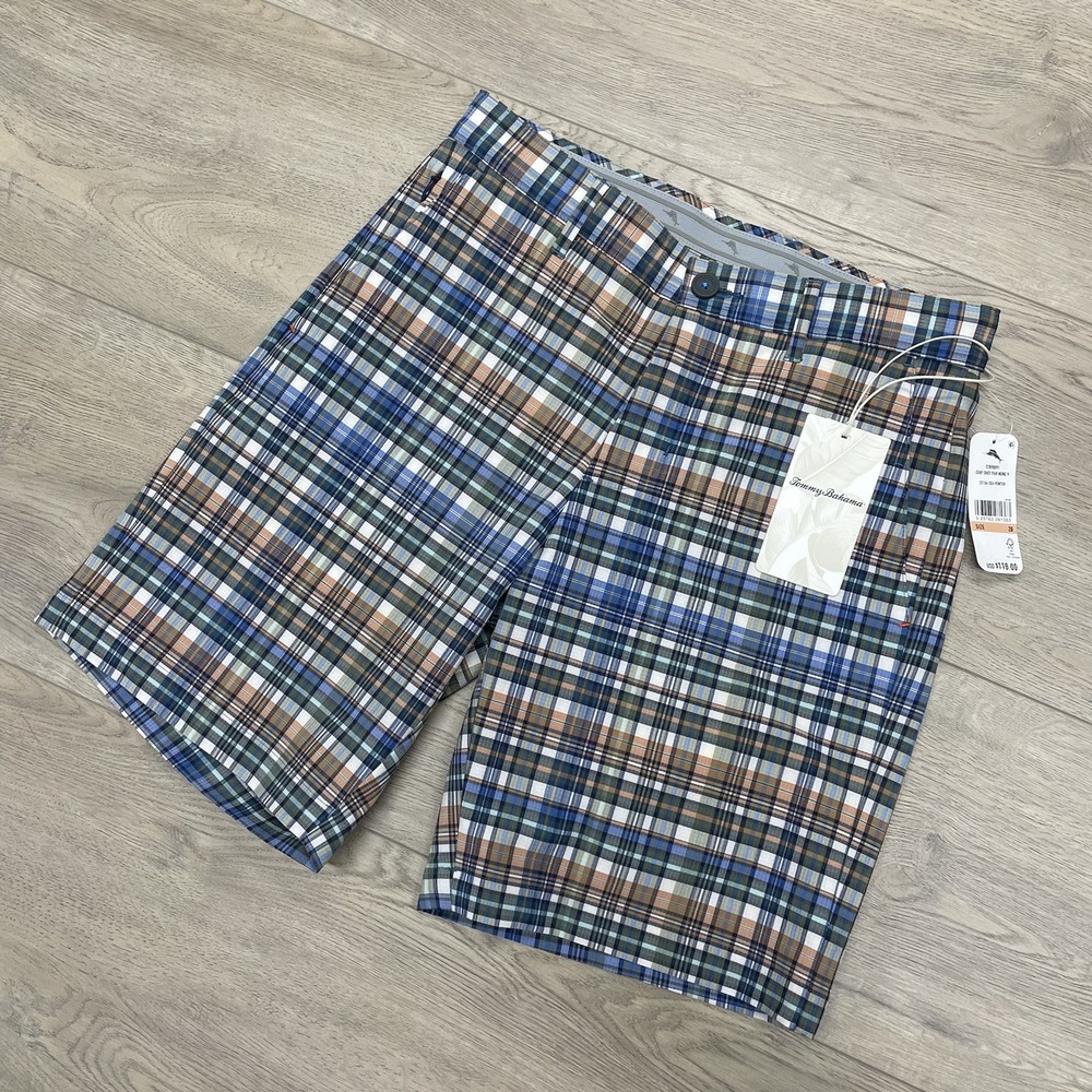 NWT Tommy Bahama Chip Shot Par  Multicolor Plaid Men Sz 28 Golf Prep